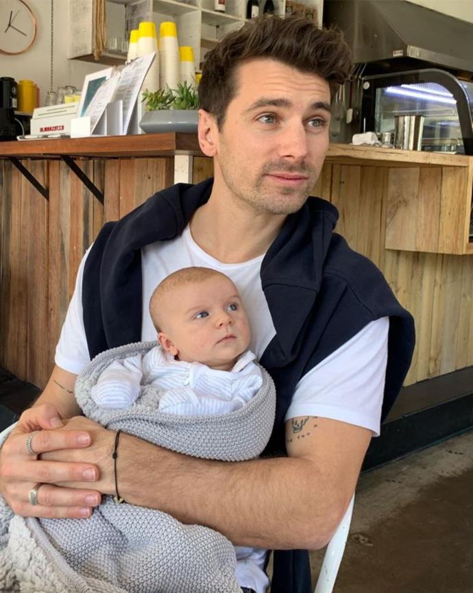 *Bachelor* winner Laura Byrne also posted a tribute captioning this cute candid shot, "Happy Father's Day to this magnificent fella. I am happy to report that you smashed your three month probation period with flying colours. You're stuck with us! Suck it. ❤️❤️"