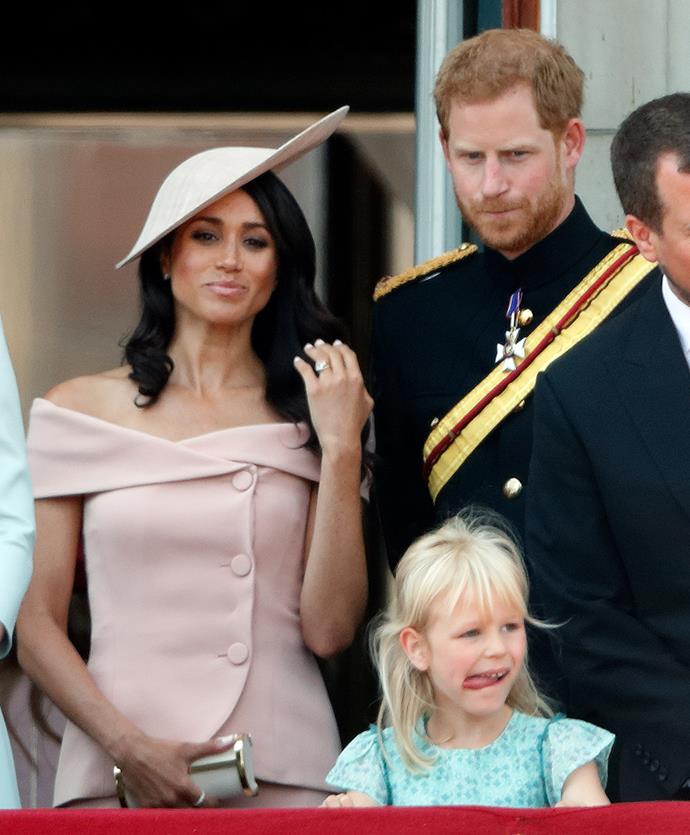 Meghan was flawless in a pink Carolina Herrera design for Trooping the Colour 2018.