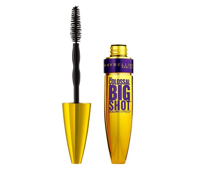 **Maybelline Colossal Big Shot Volumizing Mascara, $14 from the supermarket or chemist**
<br><br>
"I've been using this mascara for *years*," Max said. "I just love the bristly brush. It gives the best separation and fanning effect to the lashes that I've ever seen from an affordable mascara. It's inexpensive and available at Kmart or Target on AfterPay."