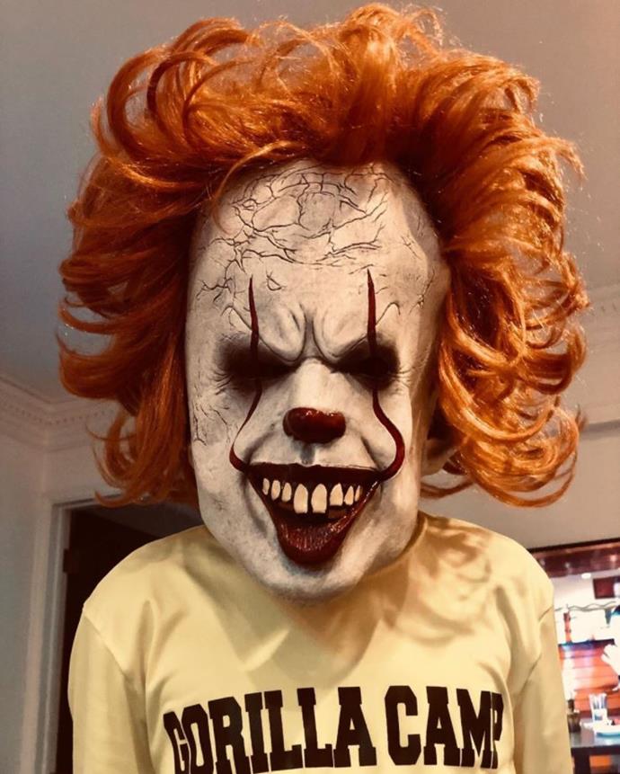 Joel Madden, you gave us a fright! The former *Voice* coach posed with an *It* themed clown mask on Instagram.