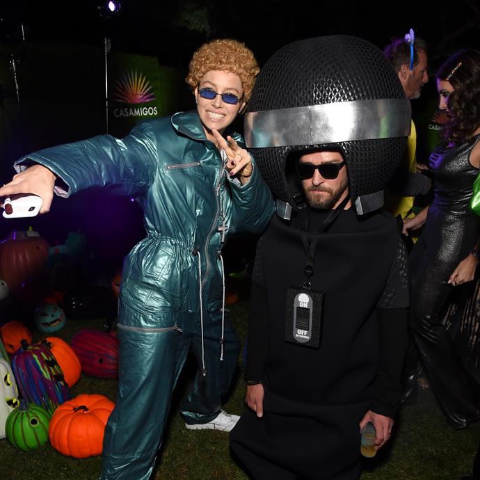 Jessica Biel trolled her husband to the extreme at the 2019 Casamigos Halloween Party when she dressed as Justin Timberlake in his N'SYNC days. JT accompanied her as a human-sized microphone.