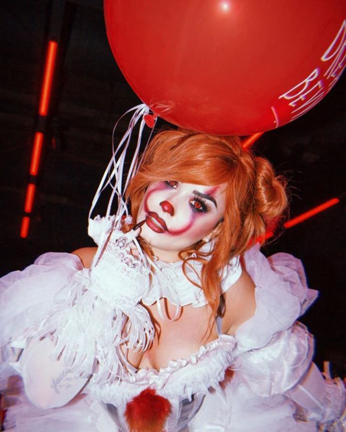 In fact, she even rocked a creepy Pennywise costume for another party.