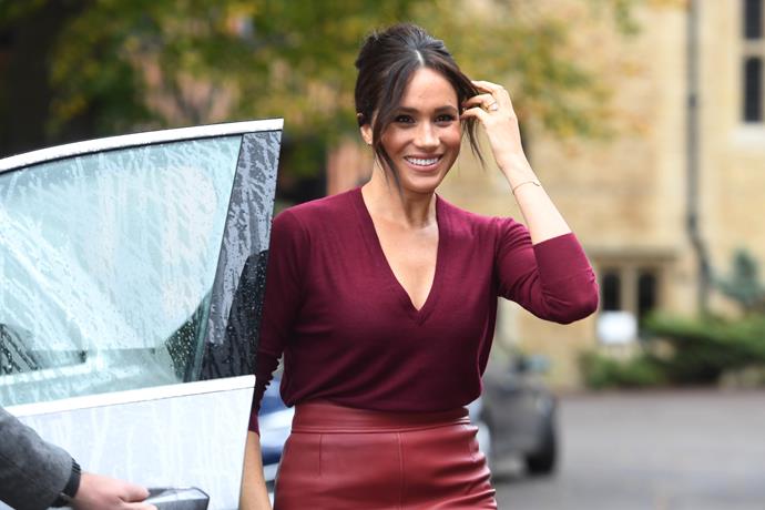 Meghan's all-red ensemble was eye-catching, to say the least.