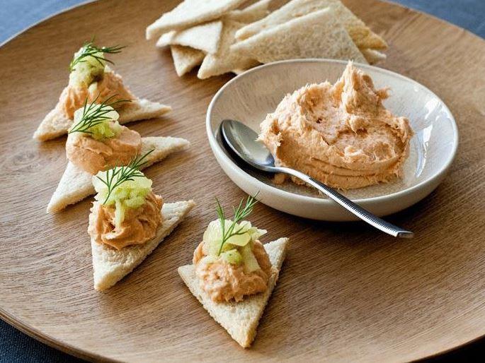 This **smoked salmon pâté and apple with Melba toasts** is an easy recipe, which is great to have prepared for guests as a light entrée. [Get the recipe here.](https://www.womensweeklyfood.com.au/recipes/smoked-salmon-pate-and-apple-with-melba-toasts-28465|target="_blank")
