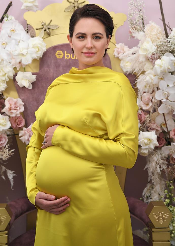 Jesinta looked like a literal ray of sunshine in this custom Camilla and Marc dress in the Bumble marquee at Flemington.