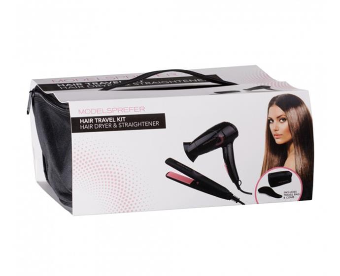 **Model's Prefer Travel Hair Dryer & Straightener Kit, $35 at [Priceline](https://www.priceline.com.au/hair/hair-styling-tools/models-prefer-hair-travel-kit-hair-dryer-straightener-1-kit|target="_blank"|rel="nofollow")**
<br><br>
This dynamic duo is an must-have for on-the-go beauty lovers, featuring a compact dryer and mini straightener. A travel case allows more room for all your other travel essentials. It's the ultimate styling pack for all your jet-setting needs.