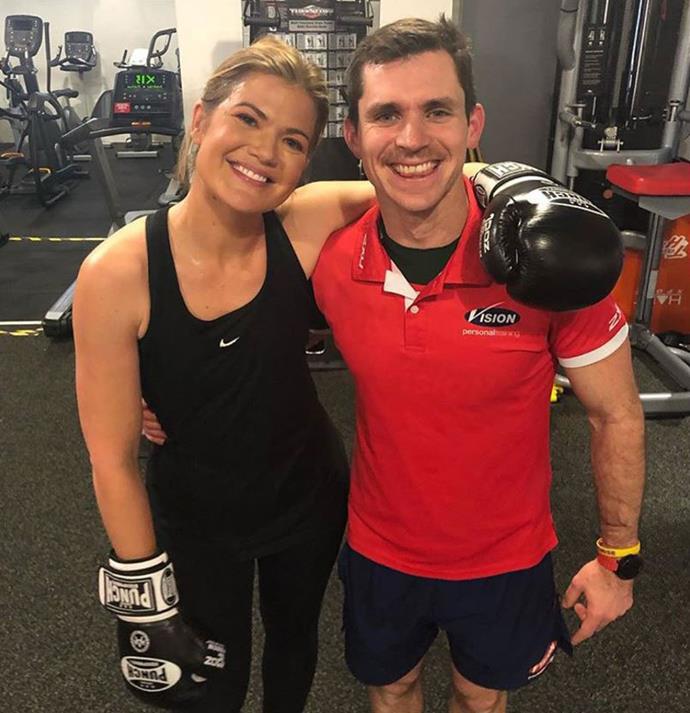 Sarah with her trainer.