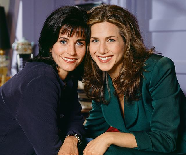 Courteney and Jen Aniston in 1994, the same year that *Friends* premiered. 
