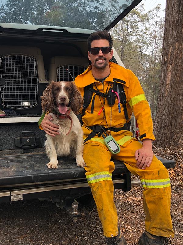 Ryan with his detection dog Taylor.
