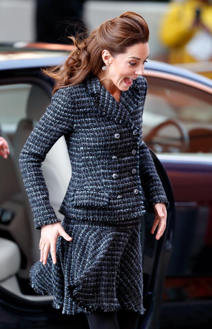 Whoops! A gust of wind caught the Duchess by surprise! But she kept her immaculate outfit in place all the same.