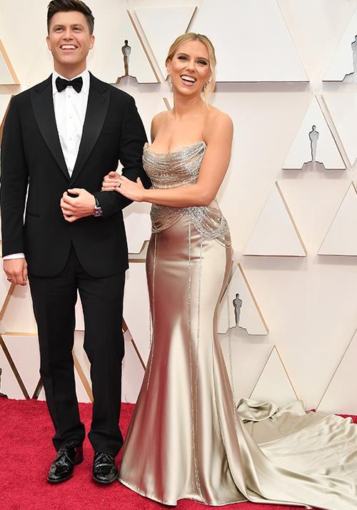 Aaaand, we're done. Scarlett Johansson is pure heaven in this gorgeous gown that's literally dripping crystals.