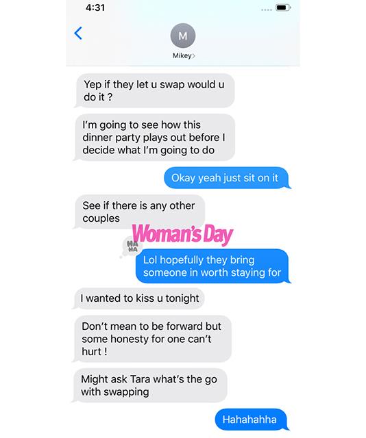 The groom's charming facade is starting to crumble as leaked texts reveal a juicy exchange.
