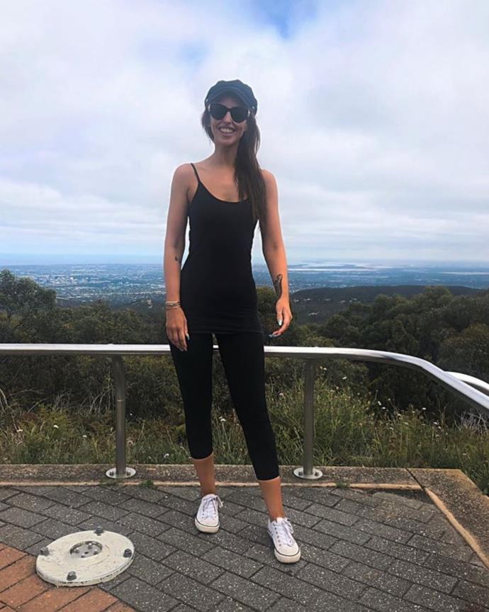 Lizzie shared a photo of herself atop Mount Lofty in Adelaide in February.