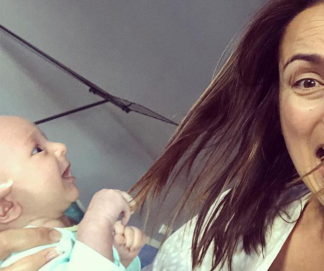 Any new mum will be familiar with the adorable, yet extremely annoying habit all babies have of pulling on your hair. 
<br><br>
And about a month after Joey was born, Jayne shared a hilarious selfie of her baby doing just that. 
<br><br>
"Our fun new game. Clothes horse not included. #mumlife," Jayne captioned the photo, referring to her clothes horse in the background of the image. 
<br><br>
Ah Jayne, we can definitely relate!