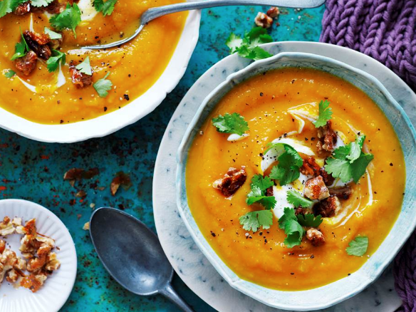 This creamy **[chai-roasted pumpkin soup with honey walnuts](https://www.womensweeklyfood.com.au/recipes/chai-roasted-pumpkin-soup-with-honey-walnuts-29283|target="_blank")** is a great lunch or light dinner.