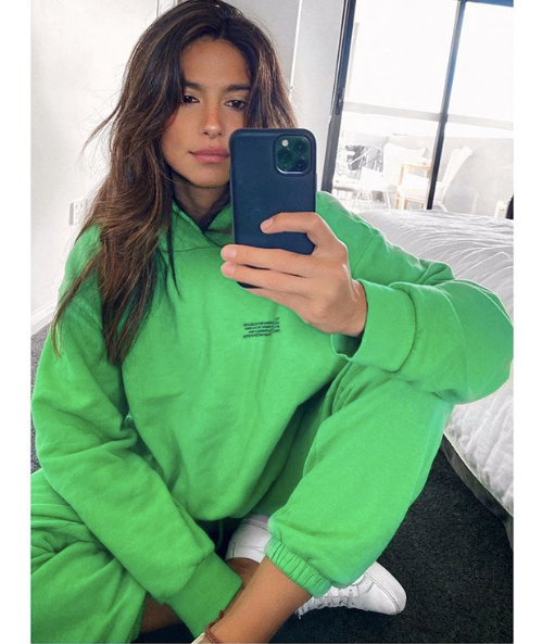 Former *Home & Away* actress Pia Miller is our tracksuit inspo in this bright green ensemble.