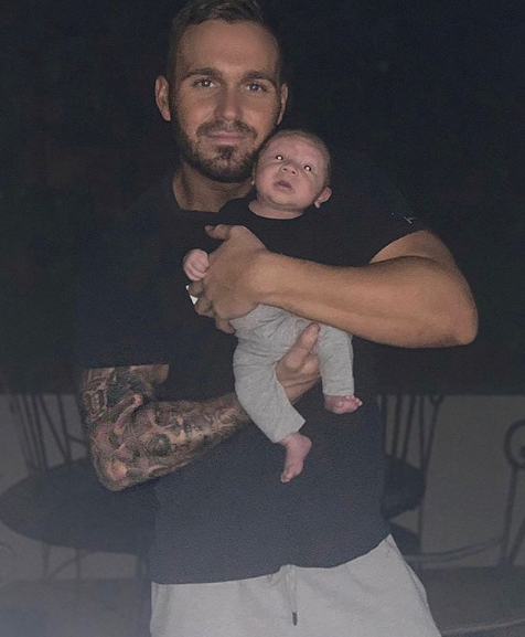 Black t-shirts are the new... black? Eden and his son shared a cute twinning moment back in March.