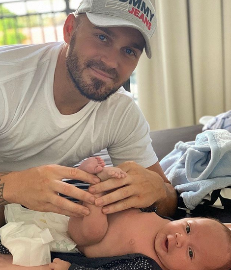 Eden was proud as punch as he and Boston bonded over the unexpected - nappy changes! Cyrell shared the moment on Instagram stating: "Boston loving nappy changes with his daddy .... can get used to this!!"