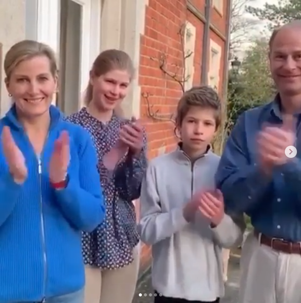 The family clapped for those on the frontline fighting the coronavirus from their home in a candid video.