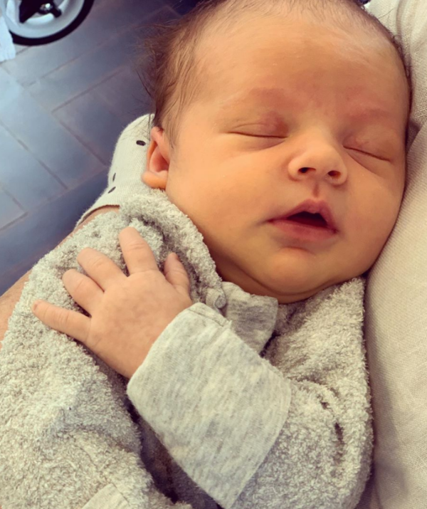 Lisa shared this sweet snap of the newborn not long after returning home, reporting that she'd been an absolute angel thus far - we don't doubt it!