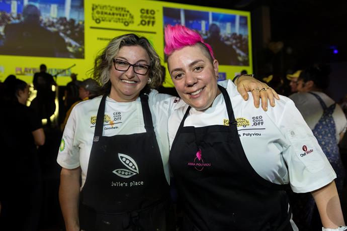Julie in March 2019 with frequent *MasterChef* guest chef Anna Polyviou.