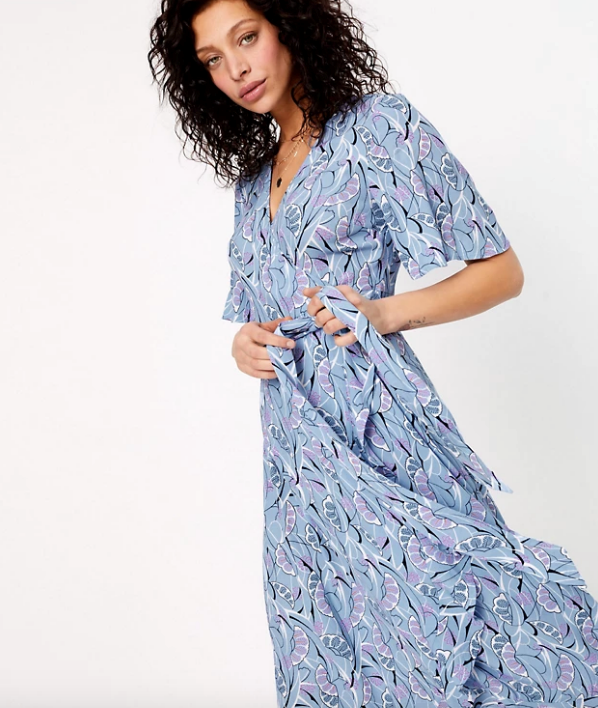 This short-sleeve style from Marks and Spencer is another option for a lazy day at home, or for all those coveted barbecues to come. $85, [buy it online here](https://www.marksandspencer.com/au/crepe-v-neck-midi-wrap-dress-/p/P60442221.html|target="_blank"|rel="nofollow"). 