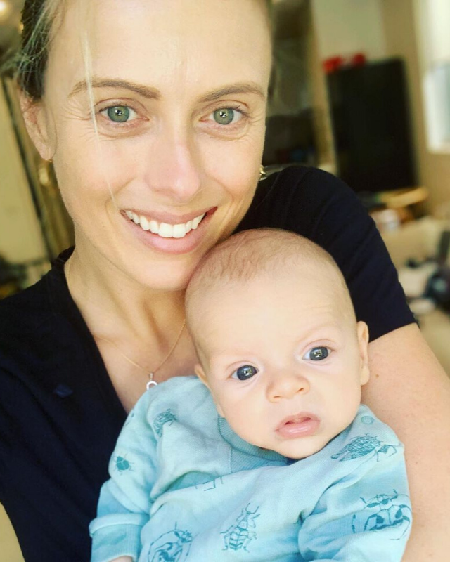 Sylvia posted this candid, makeup-free snap of herself and Oscar. He's already posing like a pro!