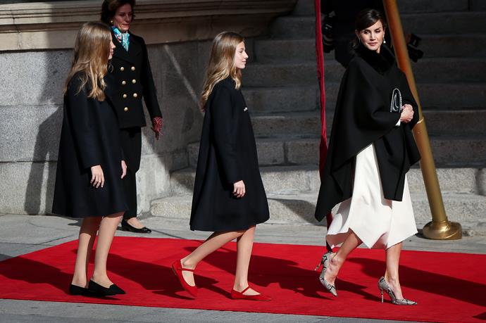 Like mother, like daughter(s). The three female Spaniards donned their finest black coats for the opening of the 14th legislature at the Spanish Parliament.