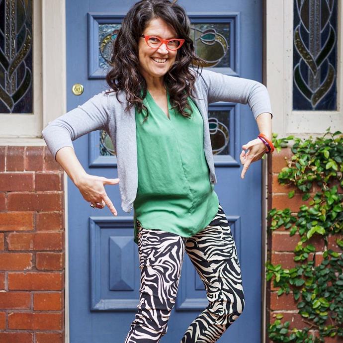 In isolation, even the smallest of feats, like putting on actual pants, feel like giant wins. ABC host **Annabel Crabb** slipped into these jazzy zebra trousers as she prepared for the loosening of some social distancing rules. 
<br><br>
"Today I practiced putting on PANTS!!!" she wrote on Instagram, alongside this fun pic. "To be honest it's quite a job finding a Transitional Trouser. Ie one that looks smartish but does not overly shock a lower body which has been in PJs, or inactively occupying activewear for a month. I bought these excellent zebra pants from [@philosophyaustraliafashion](https://www.instagram.com/philosophyaustraliafashion/|target="_blank"|rel="nofollow"), Aussie made purveyor of many trackies-cunningly-pretending-to-be-fancypants." Love it!