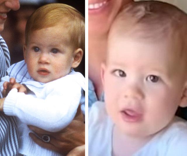 Dad's double! To mark his first birthday, the Sussexes r[eleased a touching home video,](https://www.nowtolove.com.au/royals/british-royal-family/archie-first-birthday-photo-63798|target="_blank") filmed by Prince Harry, of Duchess Meghan reading to Archie and fans have gone wild with comparisons of a young Harry at the same age as his son. 