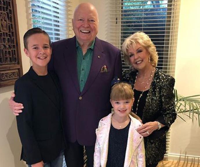 Family night out: Bert and Patti took two of the grandkids to the Shrek musical premiere.