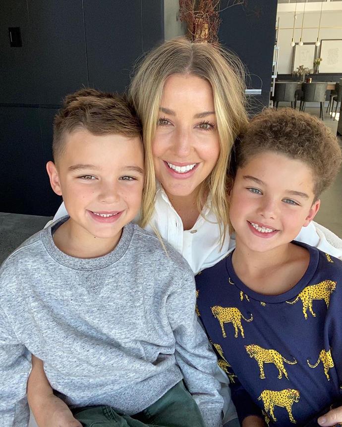 Jules pictured with her sons at home on Mother's Day in 2020.