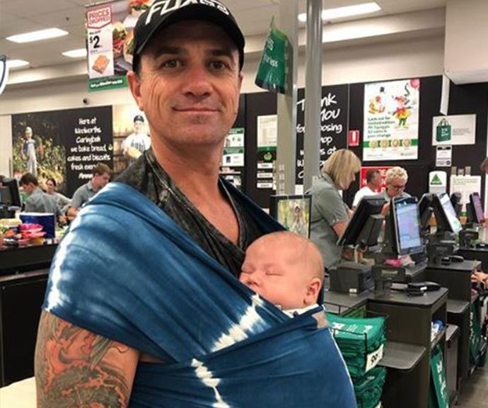 Fast asleep on dad's chest, is there really a better place to nap? 
<br><br>
**WATCH IN THE NEXT SLIDE: Shannon Noll cradles his newborn son. Gallery continues after the video...**
