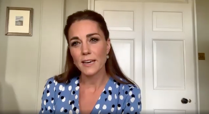 On International Nurses Day, Kate surprised a bunch of nurses around the world with video calls to showcase the incredible work they are doing, particularly amid the pandemic. And if [the heartwarming clip](https://www.nowtolove.com.au/royals/british-royal-family/kate-middleton-nurse-calls-63915|target="_blank") wasn't enough to captivate you, her blue polka-dot Altuzarra dress certainly was. 