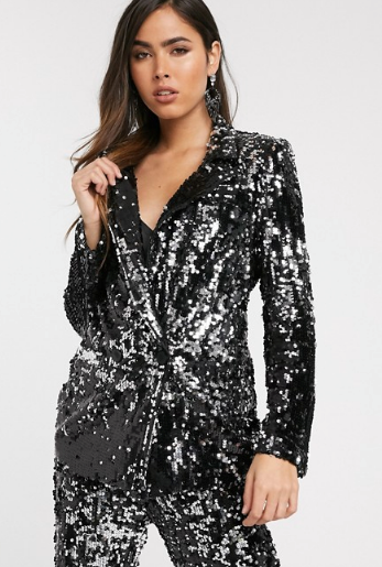 You can channel Delta with this Skylar Rose sequinned jacket - it's definitely one of those occassion pieces, perhaps for your post-iso celebration? $71.50, [buy it online via ASOS here](https://www.asos.com/au/skylar-rose/skylar-rose-longline-blazer-in-sleek-sequin-co-ord/prd/12972270|target="_blank"|rel="nofollow"). 