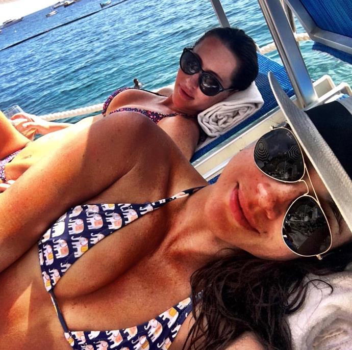 This image from Meghan's now deleted Instagram shows the pair relaxing by the Mediterranean.