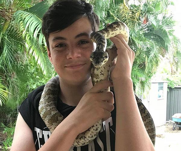 Jack with the snake Simpson.
