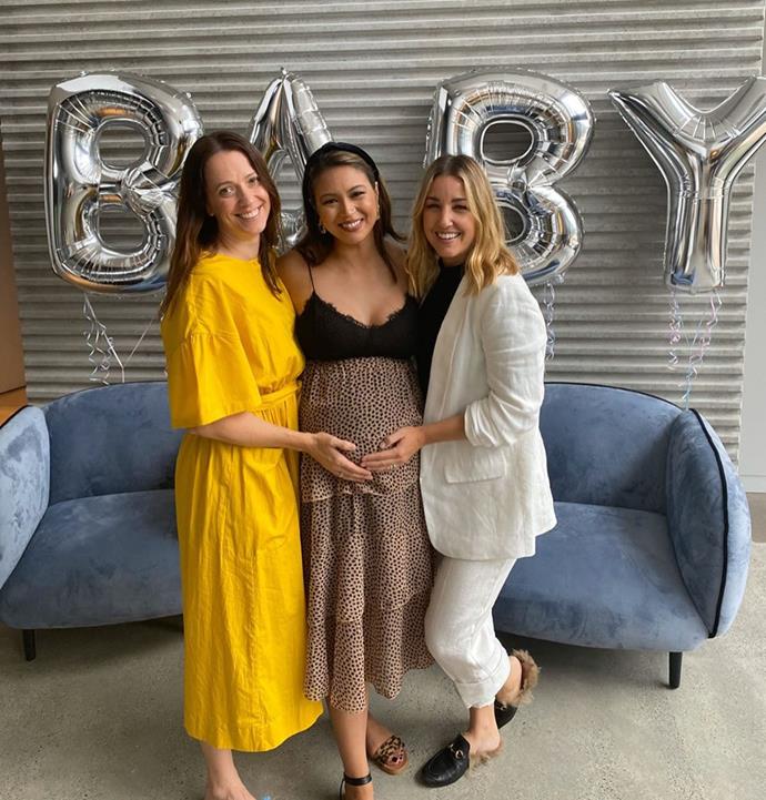 Mim and Jules helping Tash celebrate the birth of her baby girl Ava at her baby shower.