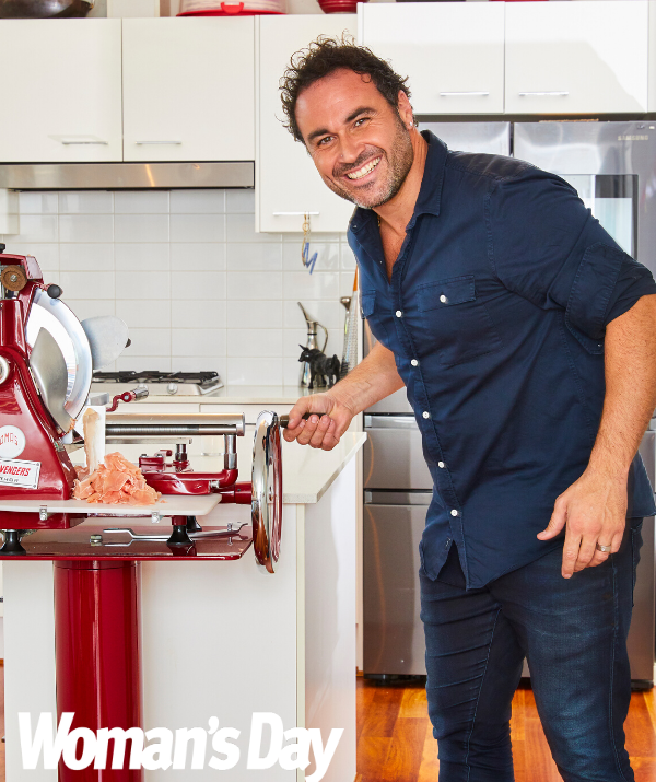 When the doors fly open on the Maestre manor in Sydney, *Woman's Day* is delighted to see a giant meat slicer with fresh slices of jamon waiting.