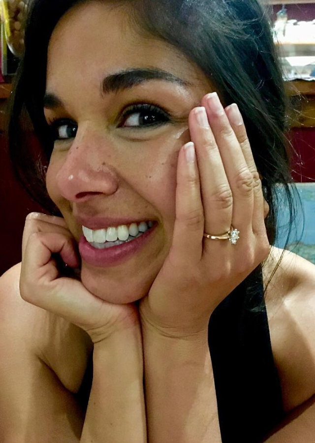 Just a year after Sarah first joined the cast of *Home And Away*, James popped the question to his lady love. "She said yes!!" James captioned this sweet photo of Sarah posing with her beautiful engagement ring.