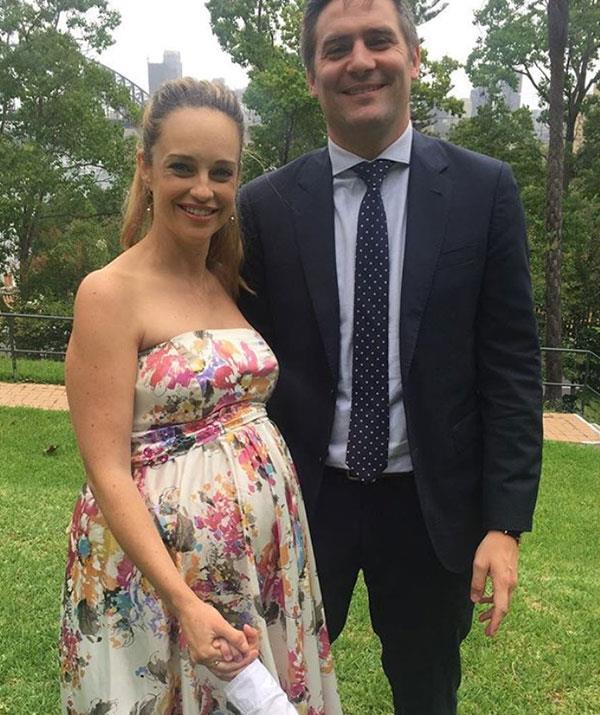 Bumping beauty! Penny, Matt (and Jack just out of shot) all dolled up for a friend's wedding [shortly before Neve's arrival last year.](https://www.nowtolove.com.au/parenting/celebrity-families/penny-mcnamee-baby-bump-53712|target="_blank") 