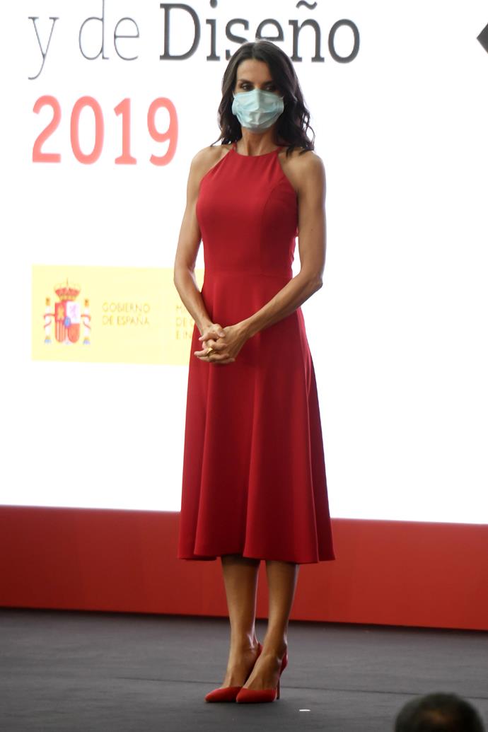 Wearing her signature siren red, Letizia looked stunning as she attended the Innovation and Design National awards in July.