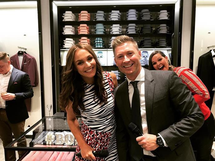 Natalie and mate, former Australian cricket captain Michael Clarke, hanging out at a media event recently.
