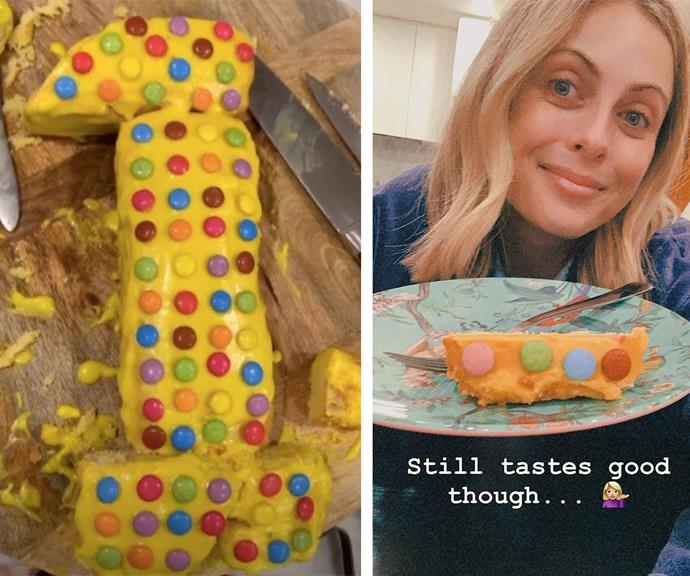 A for effort! *Today Extra* presenter Sylvia Jeffreys has only just celebrated her son Oscar reaching the half-year mark, the mum-of-one is honing her baking skills in prep for Oscar's first birthday. And while things didn't go according to plan, we can't help but commend her for [showing us that a cake fail](https://www.bountyparents.com.au/news-views/sylvia-jeffreys-cake-fail/|target="_blank") is always worth celebrating (and eating!).
<br><br>
The new mum is currently teaming up with the Youngcare charity to mark their 15th birthday and encouraging people to donate or join their #YOURCAKE Challenge where you bake, decorate to help a mate!