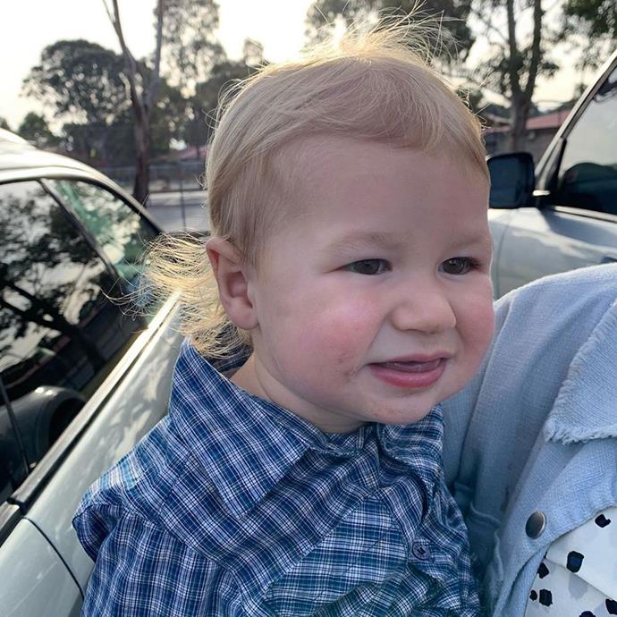 Baby's first mullet! "Colton rockin the mullet! Ha ha," proud dad Shannon quipped next to this adorable snap.