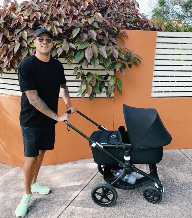 **Jesinta Franklin**<br><br> 
"Happy 1st Father's Day @buddy_franklin23. So sad we can't be with you today, we are sending lots of virtual cuddles via FaceTime. Big love to all the other families who can't be together today," the stunning mum wrote.