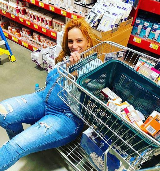 "Sometimes you just have to sit and hope you will get back up!" Jules comically wrote alongside this pic on Instagram mid baby prep shop.
