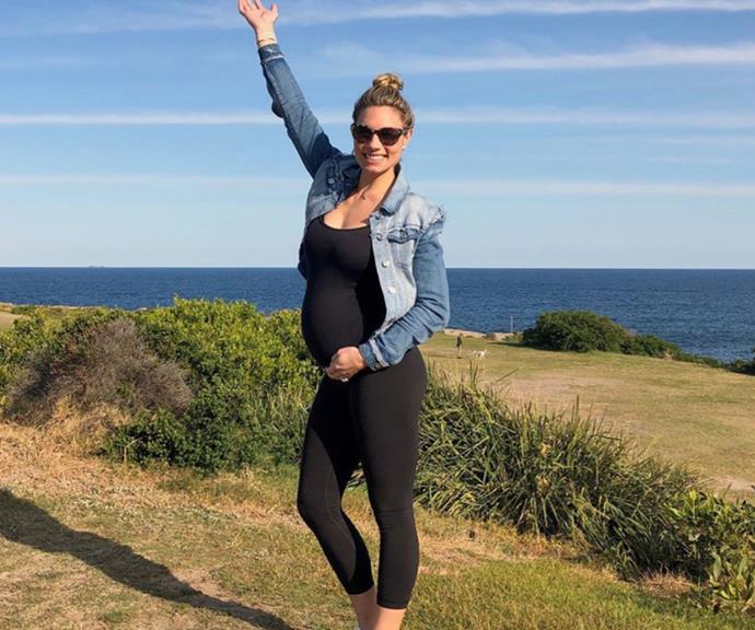 "Even when your 5 months pregnant I can't keep up with you when we do FHIT workouts together," husband Simon has quipped of his super-fit wife.