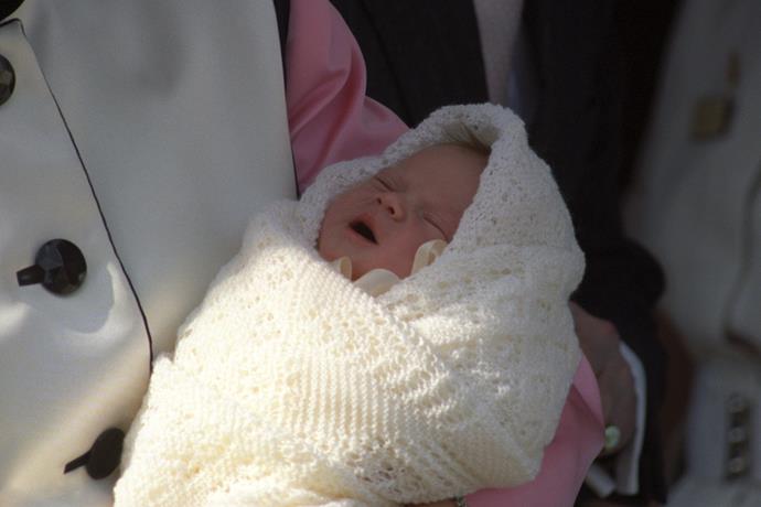 Sound asleep in her mother's arms, little did Eugenie know that she was destined for a life before the cameras.