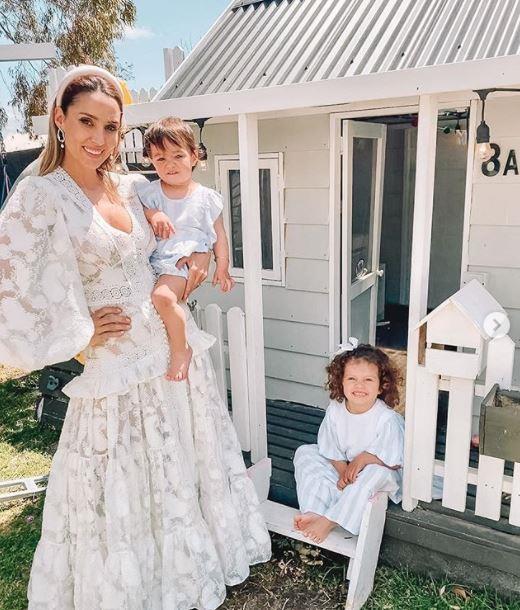 In the days leading up to Cup Day, Snezana dressed up with her two youngest daughters, Willow and Charlie, showing off their enviable backyard set up in the process.